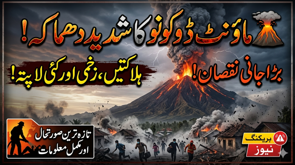 ماؤنٹ ڈوکونو کا شدید دھماکہ: جانی نقصان اور تباہی کی تازہ ترین صورتحال