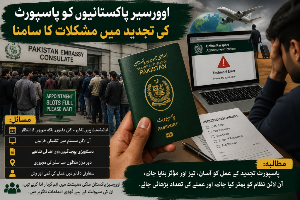 اوورسیز پاکستانیوں کو پاسپورٹ کی تجدید میں مشکلات کا سامنا