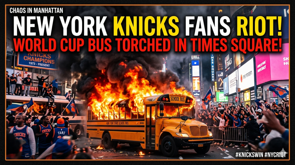 CHAOS IN MANHATTAN: World Cup Shuttle Set Ablaze as Knicks Championship Celebrations Turn Violent in Times Square