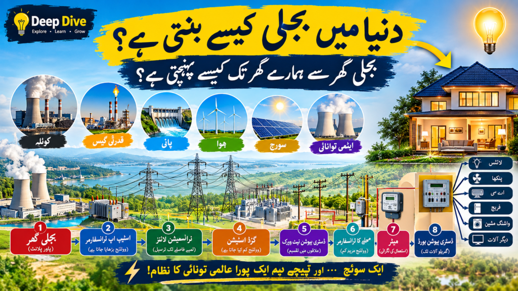 دنیا میں بجلی کیسے بنتی ہے؟ بجلی گھر سے ہمارے گھر تک کیسے پہنچتی ہے؟